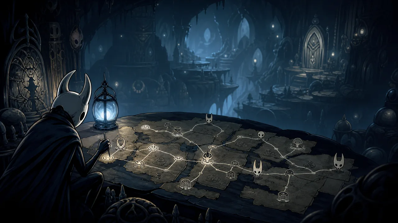 Hollow Knight Ability-Gate Planner: Map Progress, Boss Gates, and 112% Cleanup